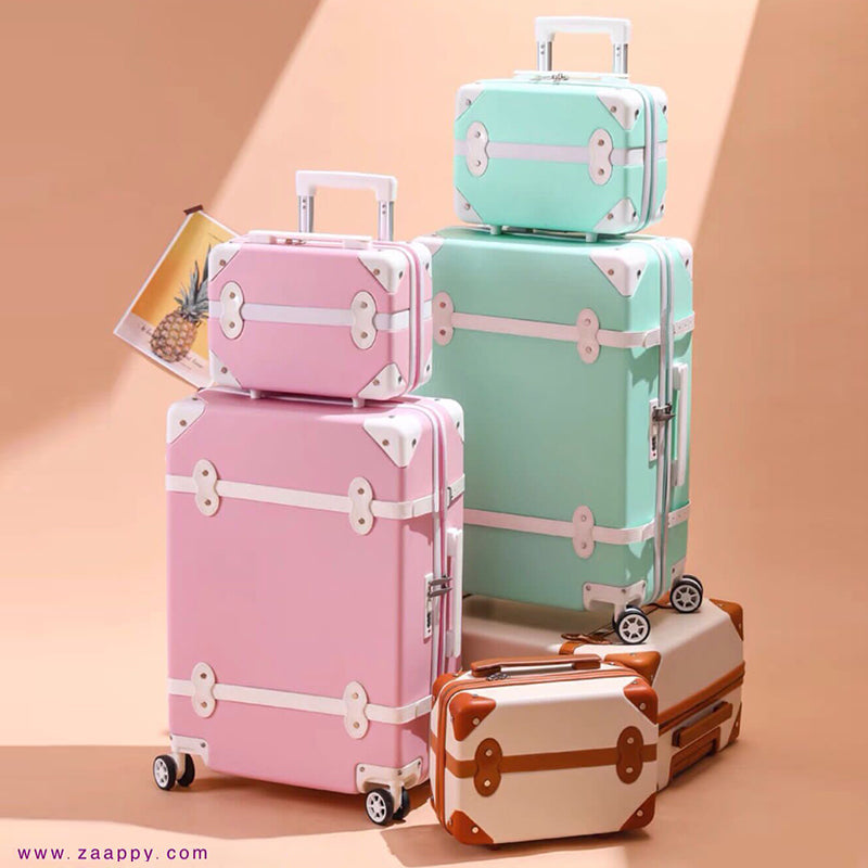 Corner Guard Light Green and pink luggage and beauty case