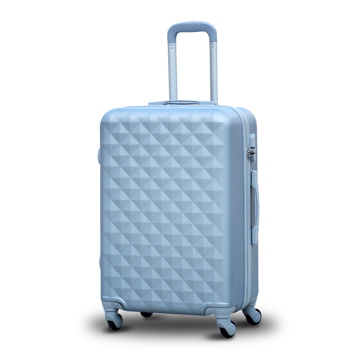 Lightweight ABS Luggage | Hard Case Trolley Bag | 4 Pcs Set 7” 20” 24” 28 Inches | Diamond Cut Grey