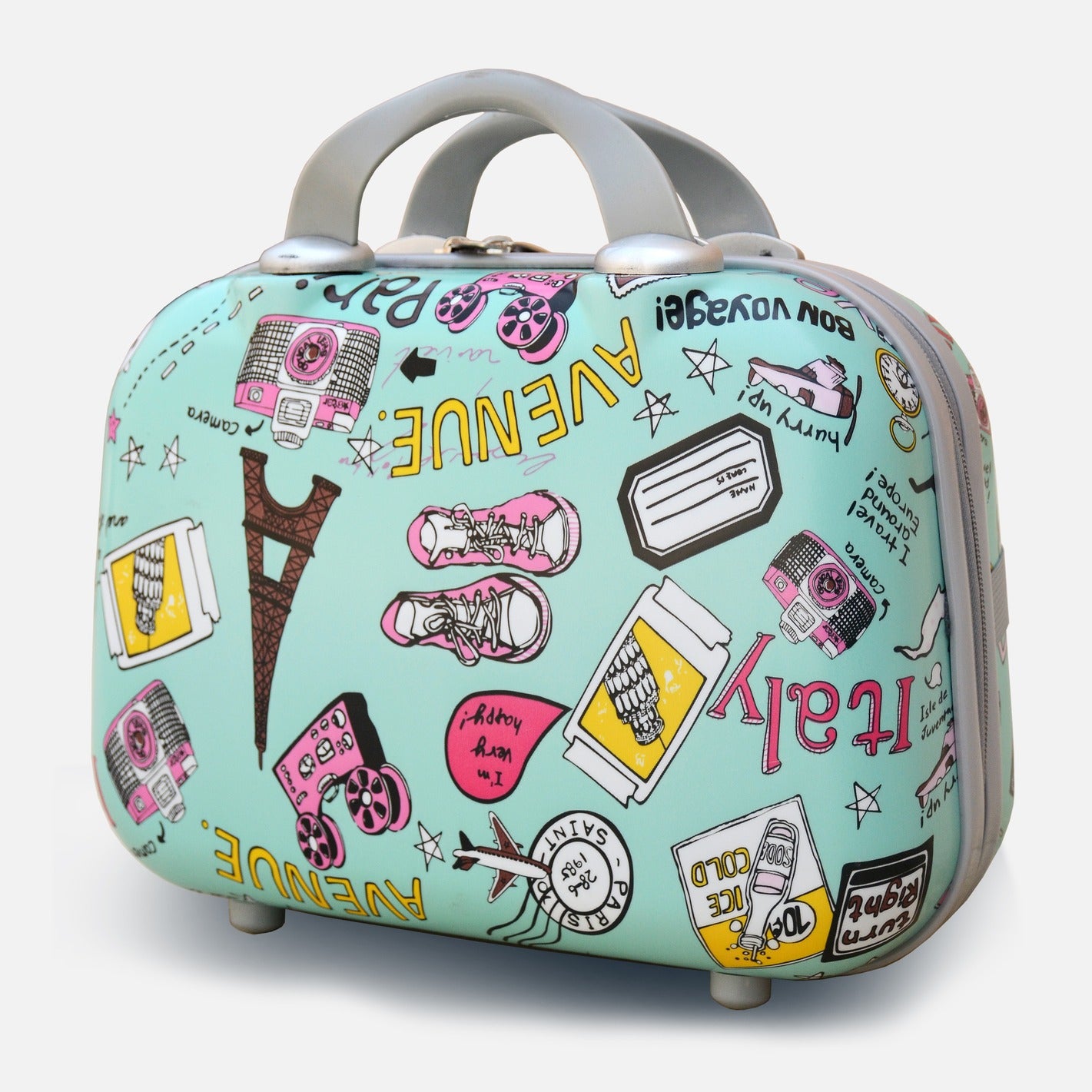 4 Pcs Full Set Green Paris 4 Wheel Printed Spinner Wheel Luggage