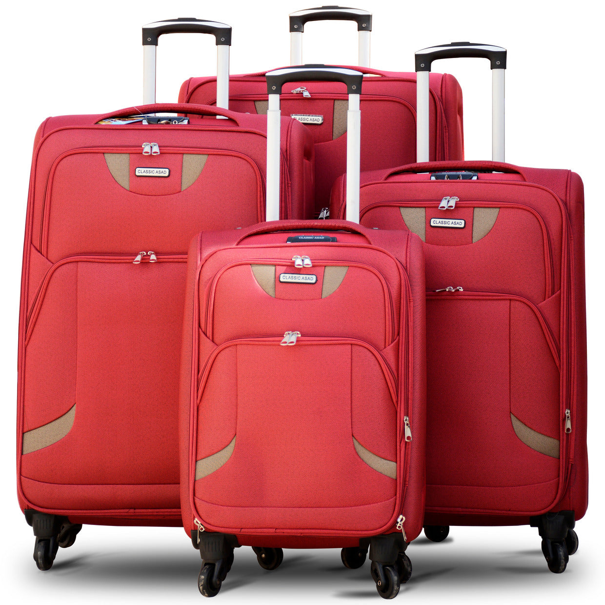 Soft Material Soft Shell Lightweight 4 Pcs Set 20” 24” 28"32 Inches Luggage Bag | 4 Wheels | New Ace Best Red
