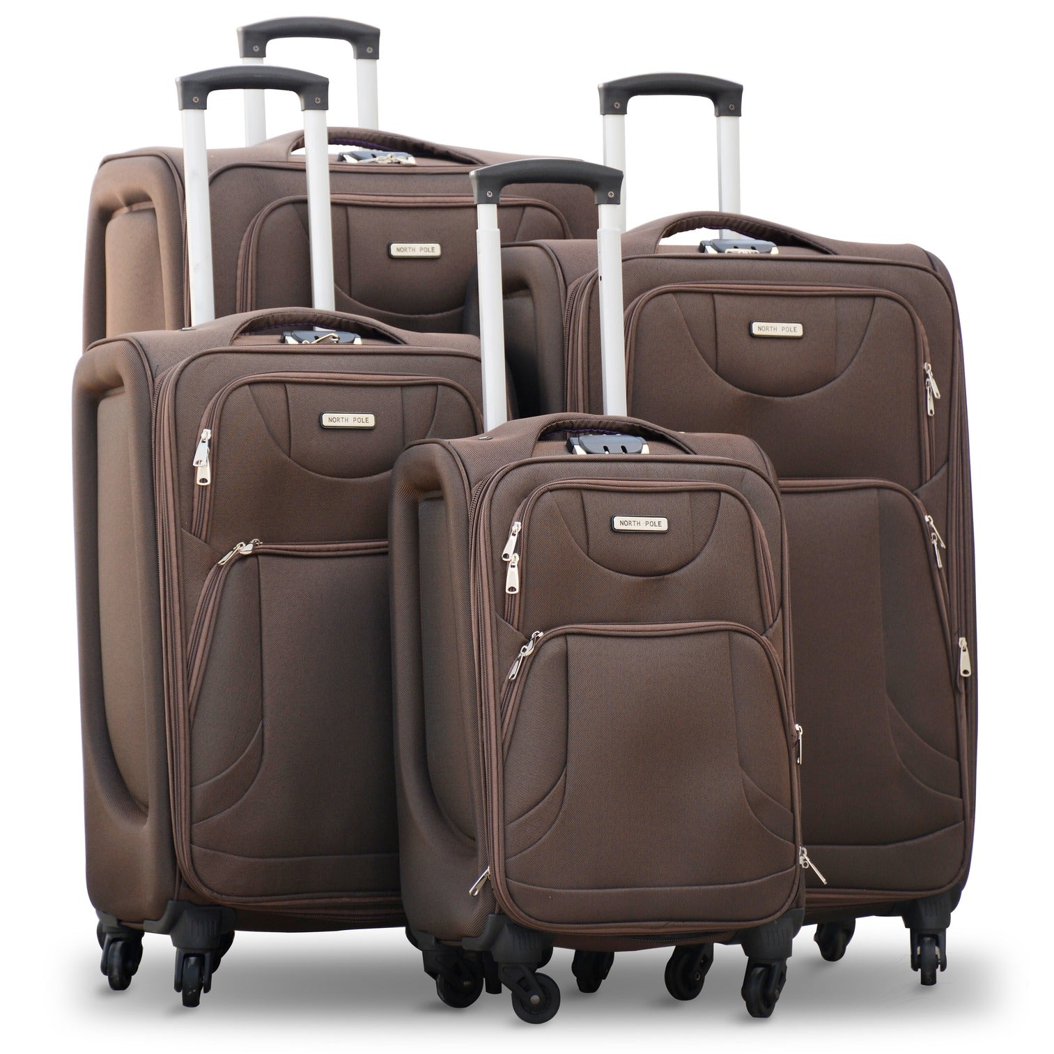 4 Pcs Set 20” 24” 28" 32 Inches Jian Coffee Soft Material 4 Wheel Lightweight Luggage Bag