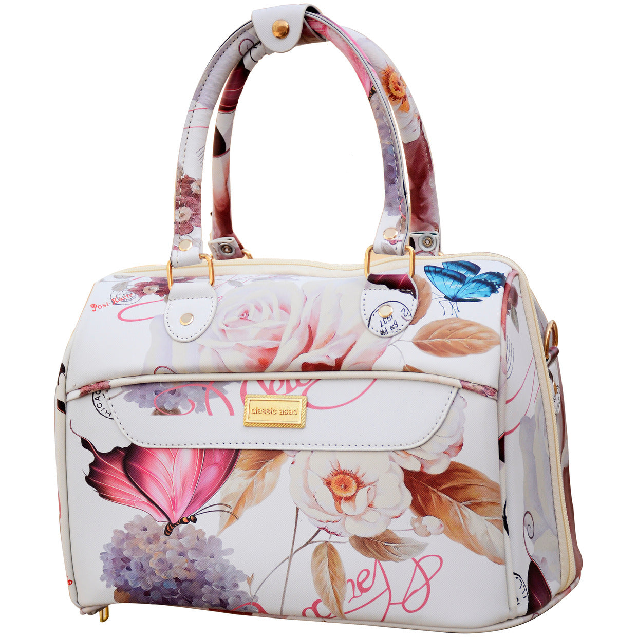 4 Pcs Set 7" 20" 24" 28 inches Soft Shell PU Leather Material Butterfly Printed Luggage Bag