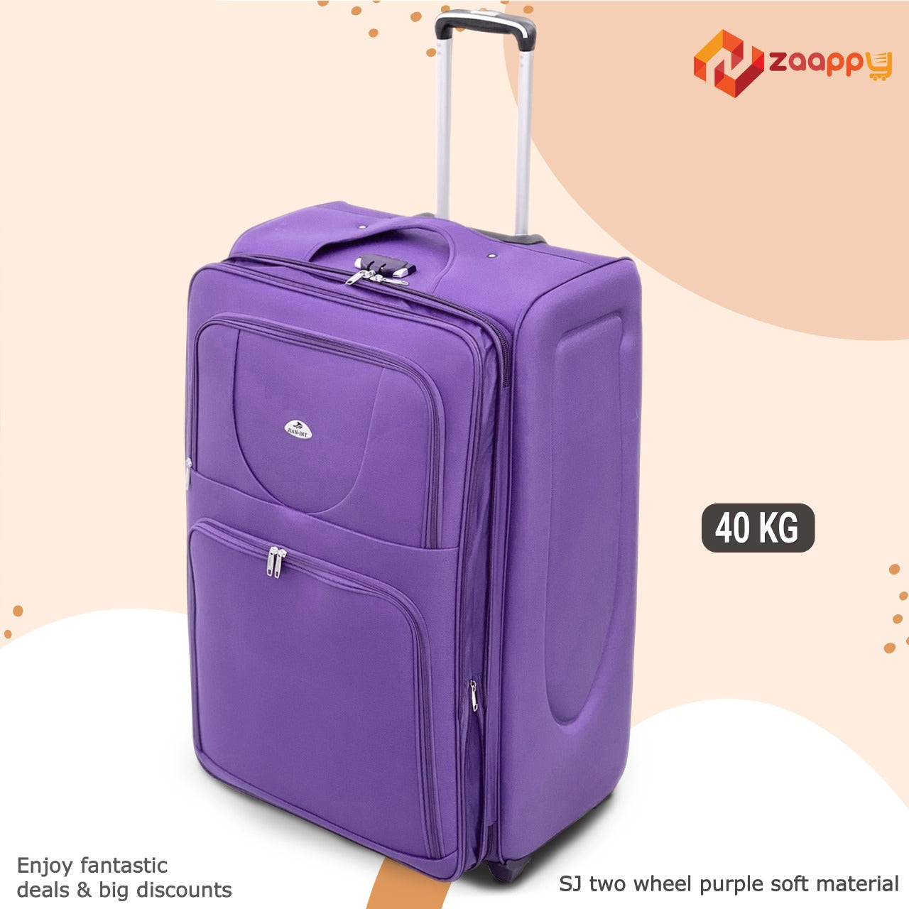 Soft Material Luggage Purple Colour 40-45 Kg 2 Wheel Travel Luggage Zaappy