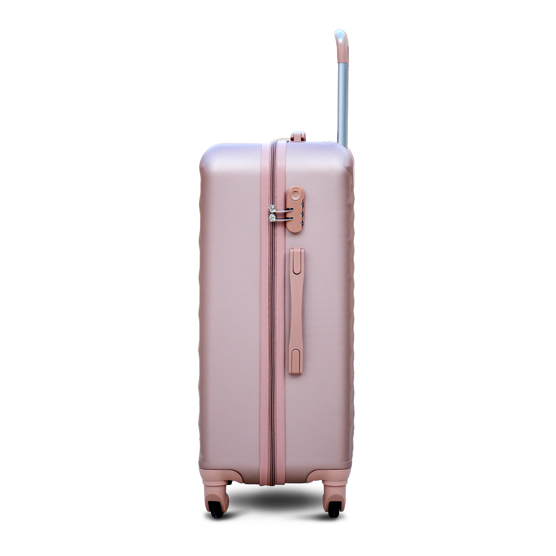 Lightweight ABS Luggage | Hard Case Trolley Bag | 4 Pcs Set 7” 20” 24” 28 Inches | Diamond Cut Rose Gold