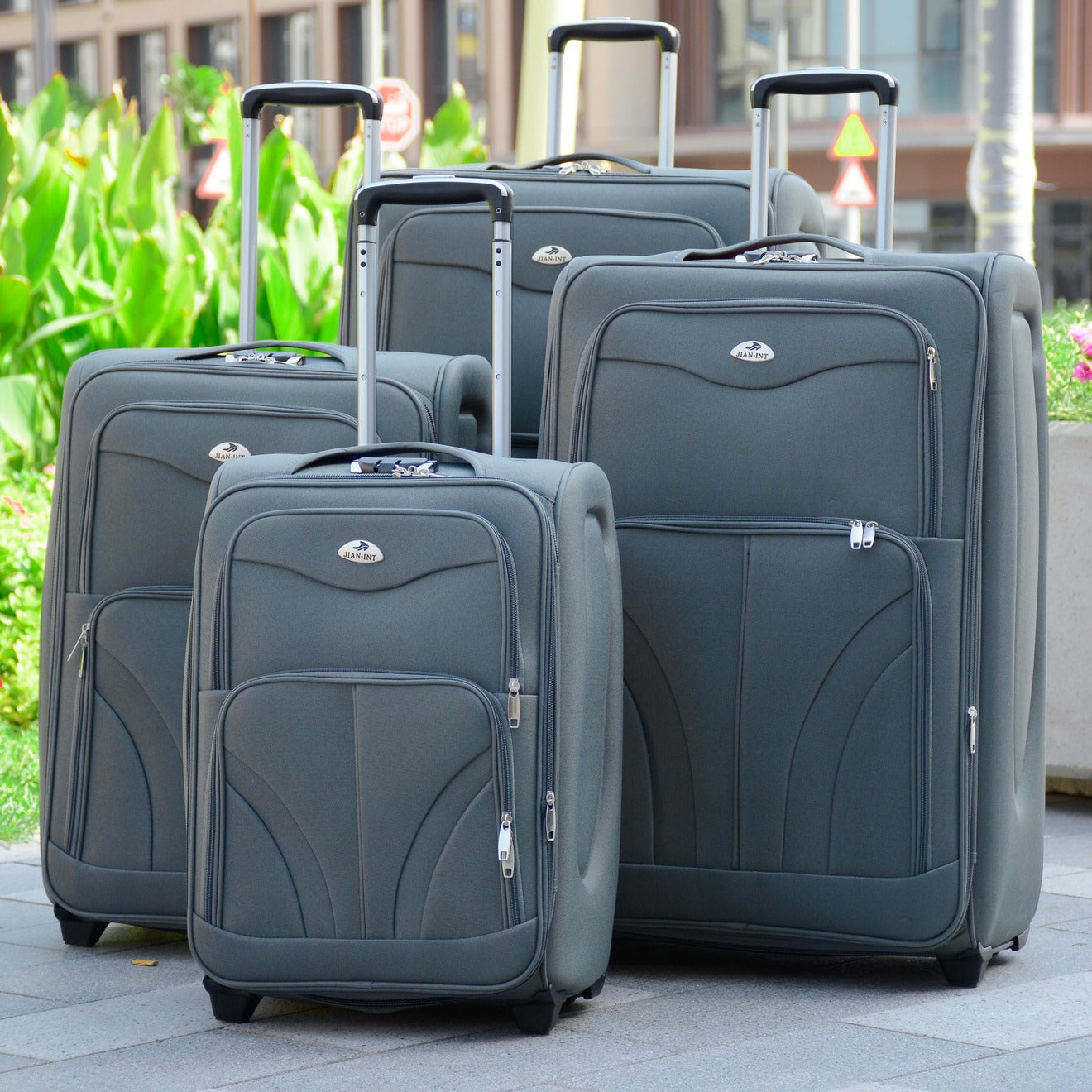 two wheel material luggage gray Zaappy
