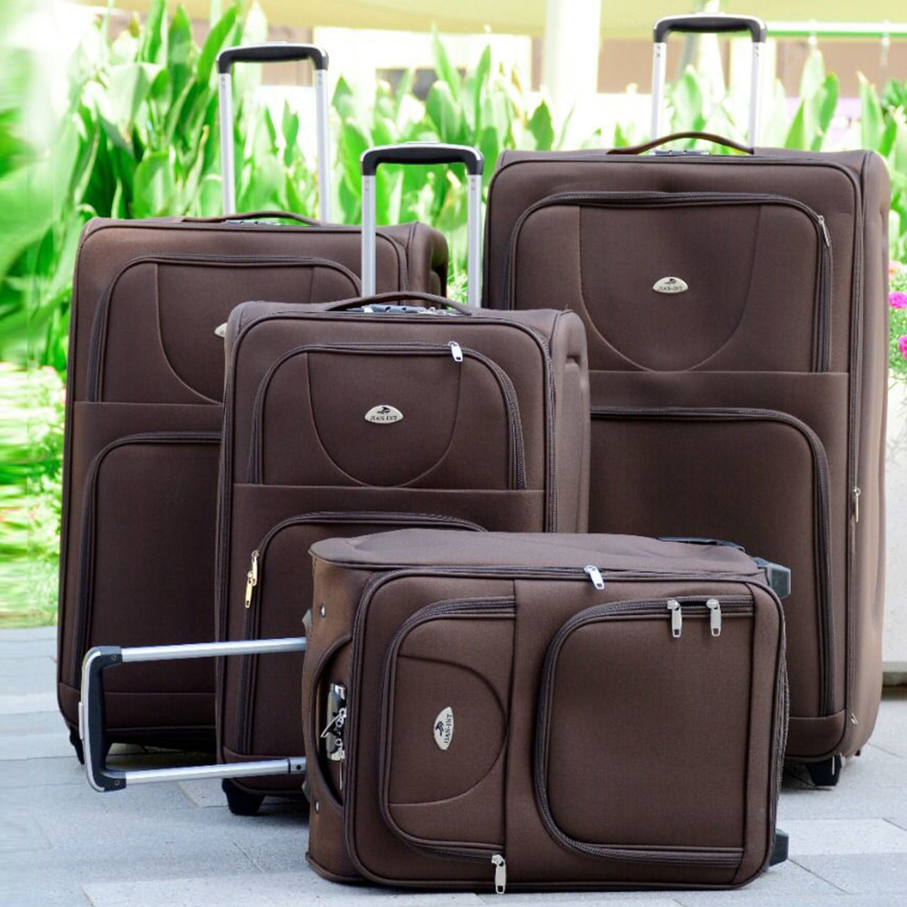 4 Piece Full Set 20" 24" 28" 32 Inches 2 Wheel Soft Material Travel Luggage Bag