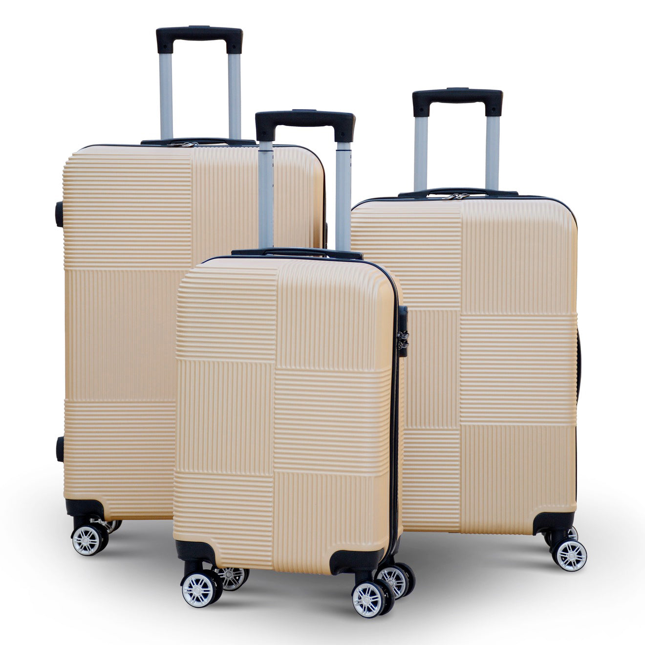 3 Pcs Full Set  20” 24” 28 inches Yinton Square Gold Lightweight ABS Luggage | Hard Case Trolley bag
